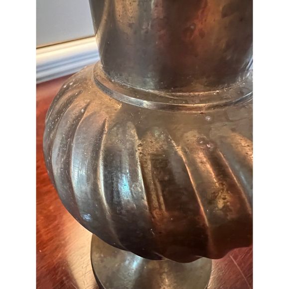 Vintage Brass Pitcher Decorative Pitcher Vase with Handle Swirl Pattern - Picture 5 of 9